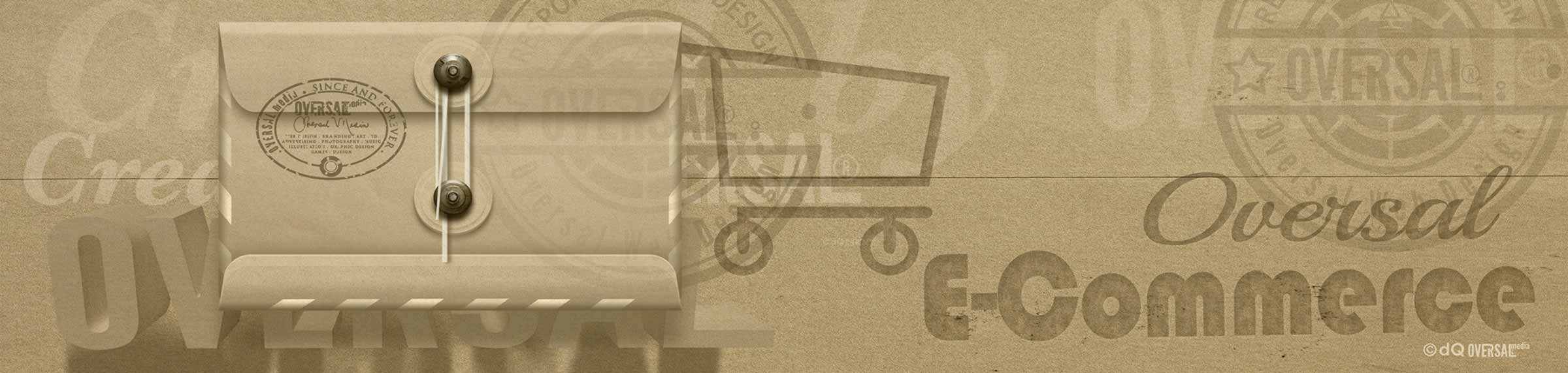 Graphic of a paper envelope with shopping cart Oversal